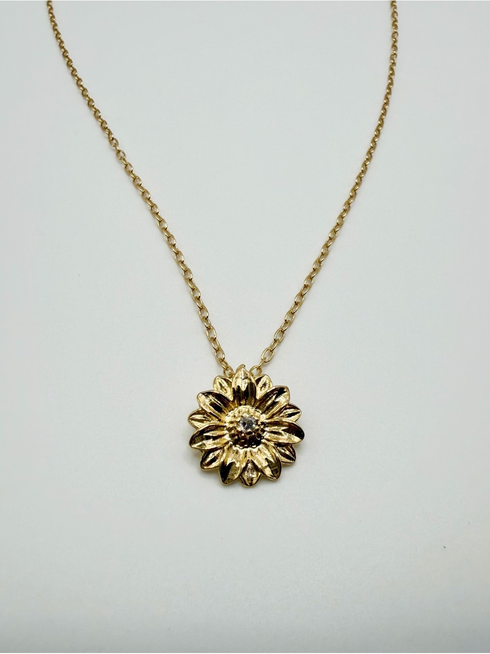 Gold Sunflower Charm Necklace - Classic Floral Pendant - Picture 3 of 6